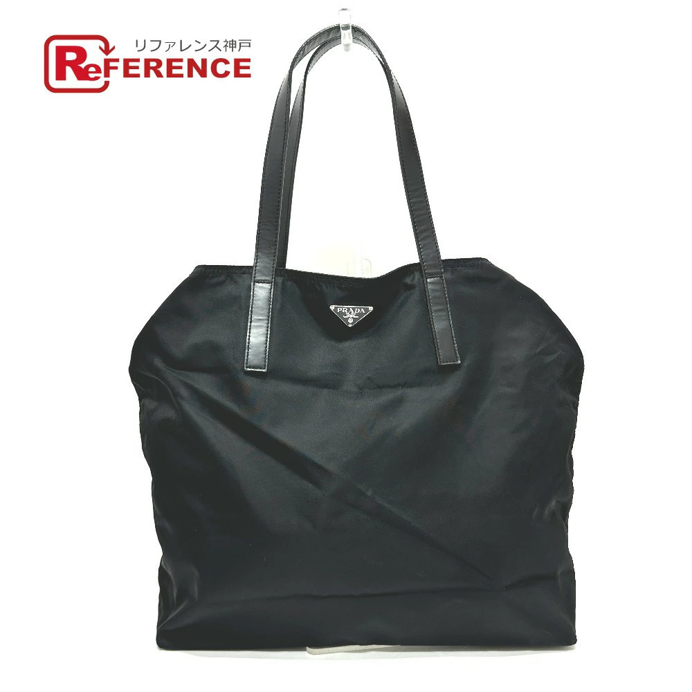 PRADA Triangle Plate Bag Shoulder Tote Black
